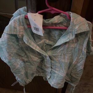 Belk Mint Green Plaid Crop Top